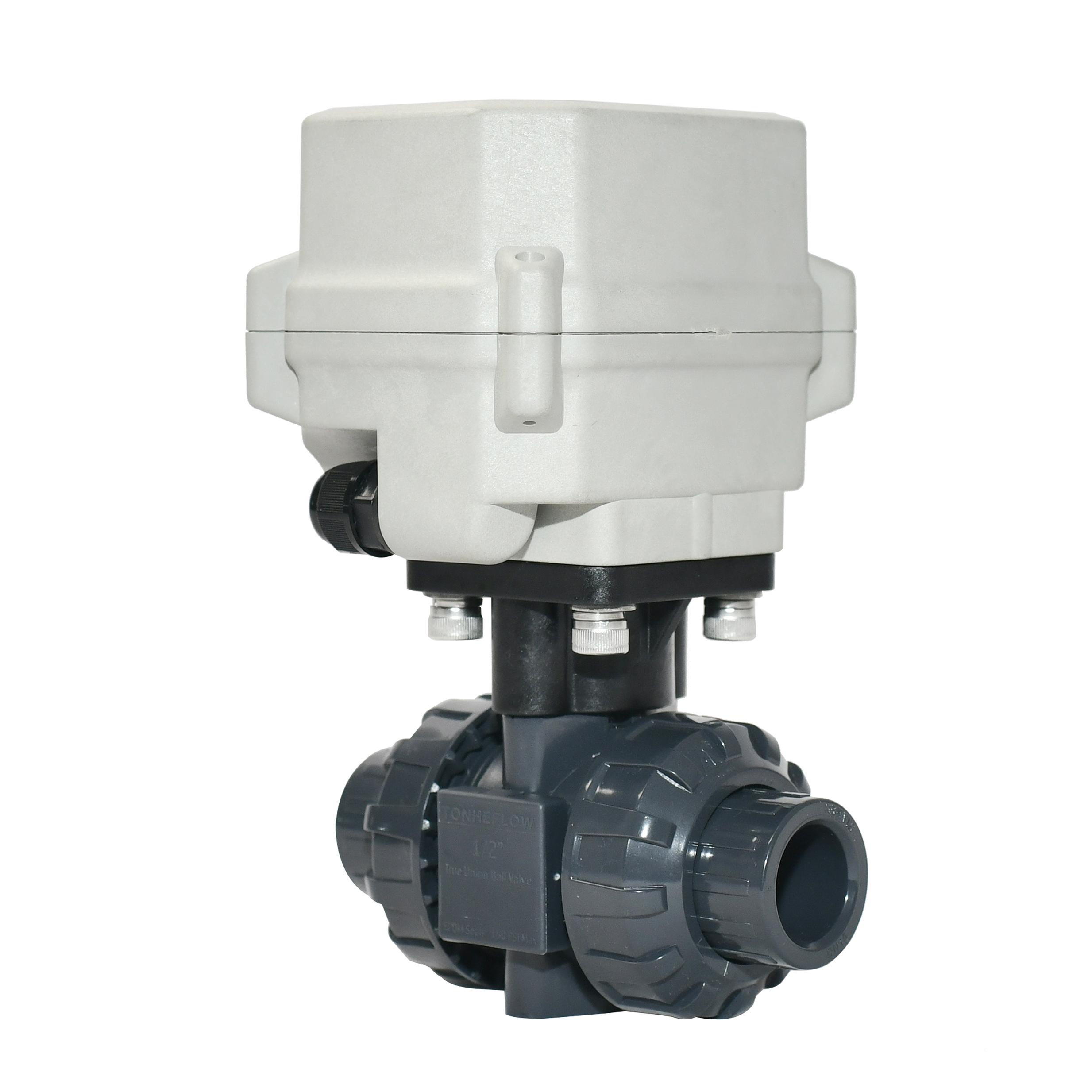 Switch type -1/2” UPVC two way Motorized valved valve N/C Normally Closed