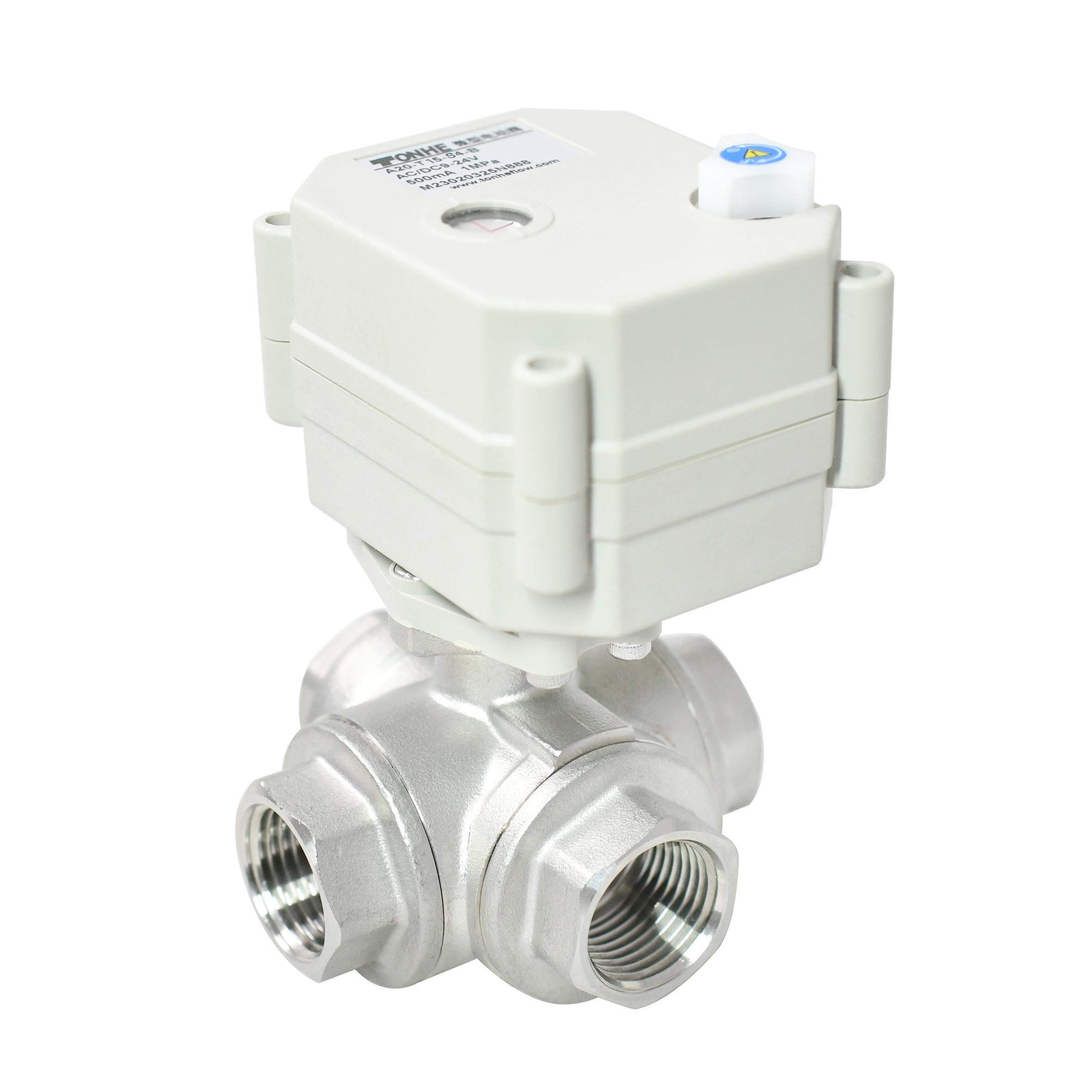 With indicator & manual override, 1/2”4 way electric valve  Motorized ball valve