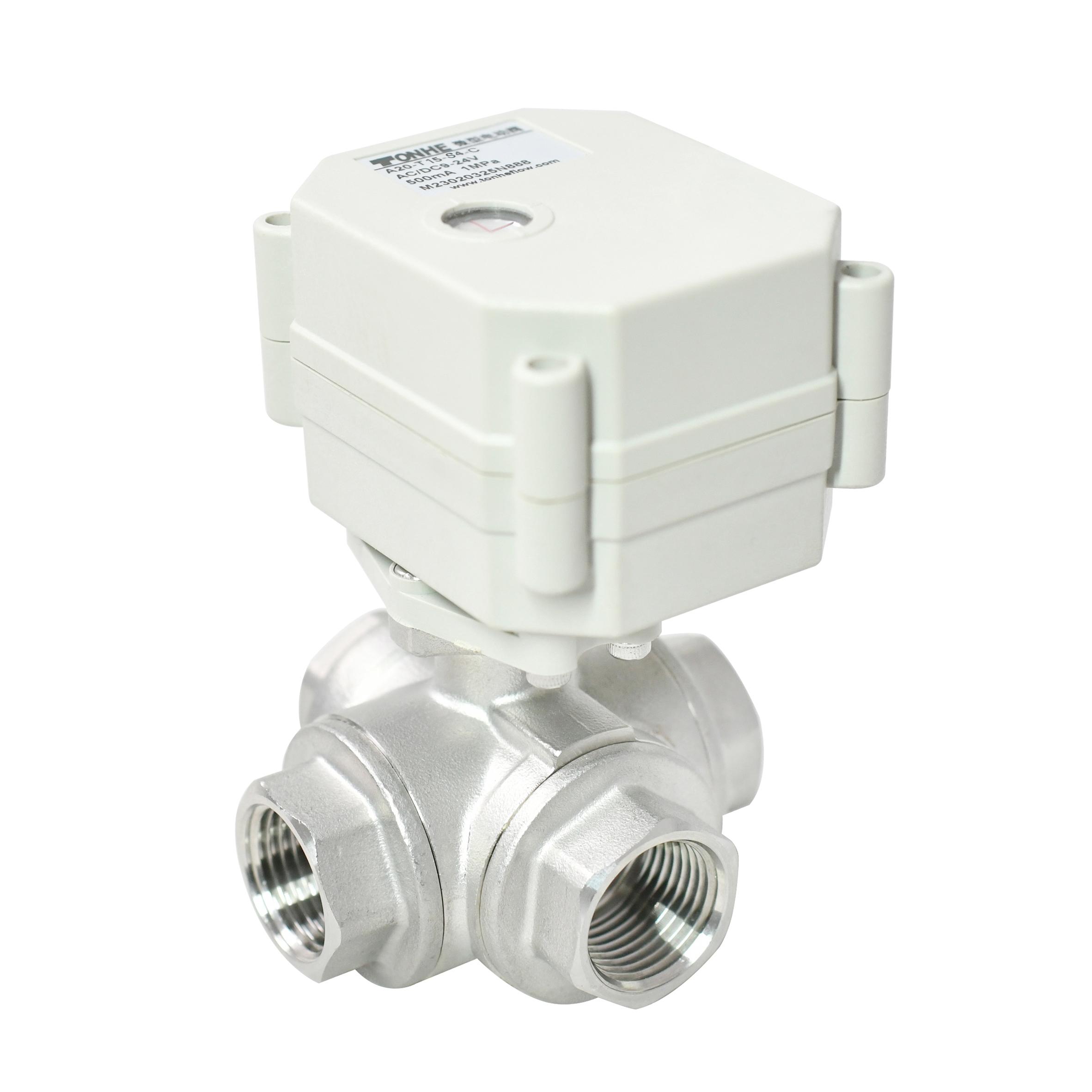 With indicator , 1/2” 4 way electric valve  Motorized ball valve