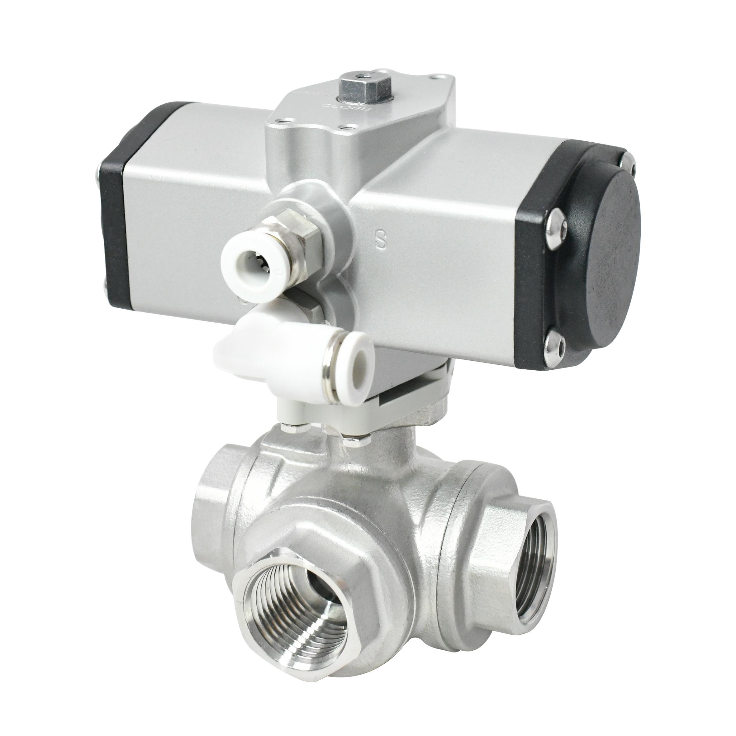 TONHE Factory OEM 3 Way 1/2 Inch SS304 Miniature Pneumatic Ball Valves