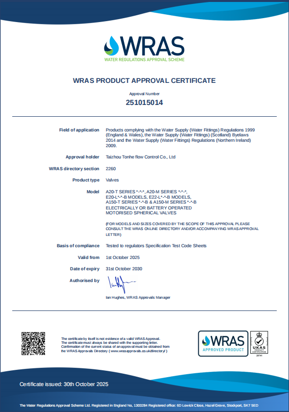 WRAS certification