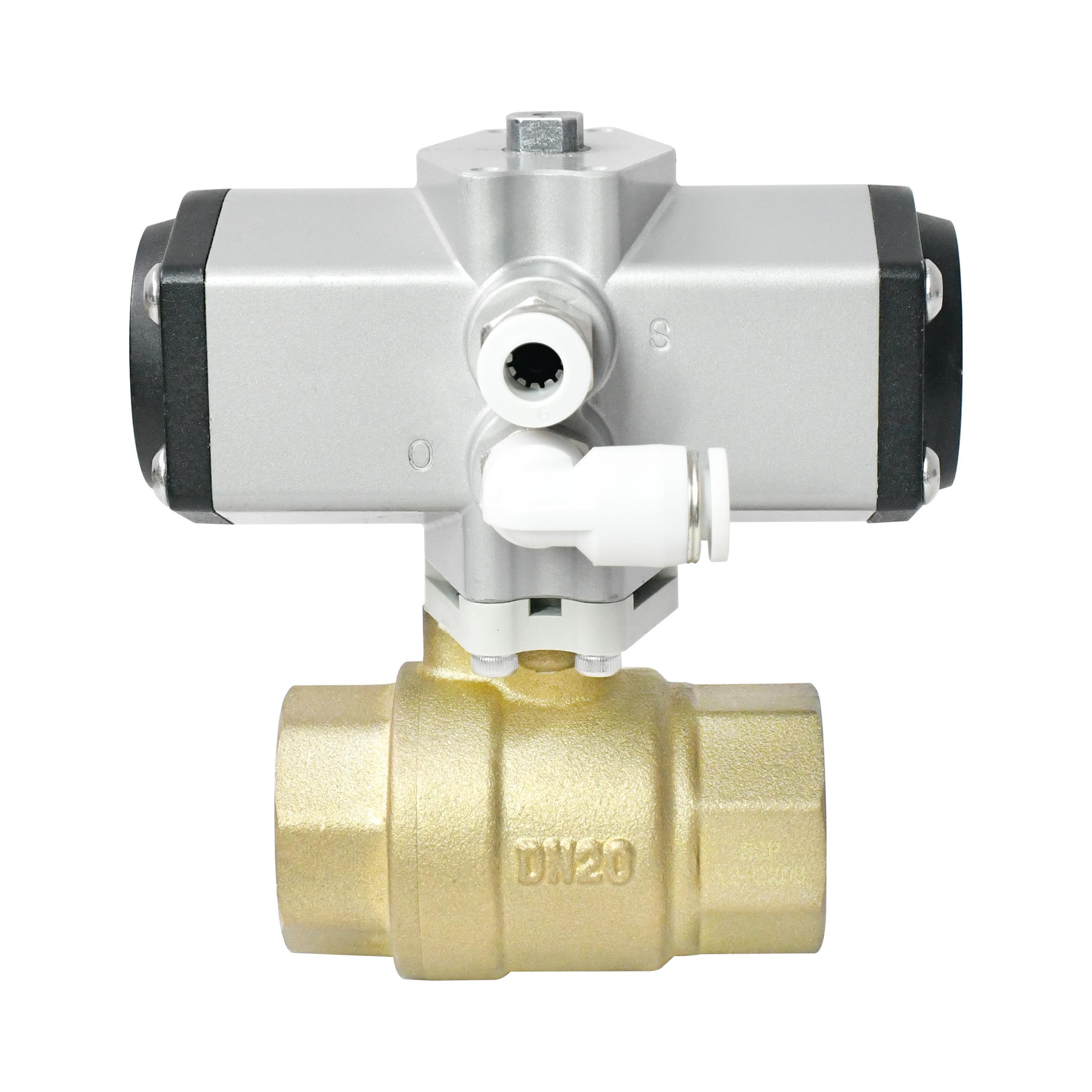 1S Open 3/4 Inch Brass 2-Way Pneumatic Actuated Ball Valve 