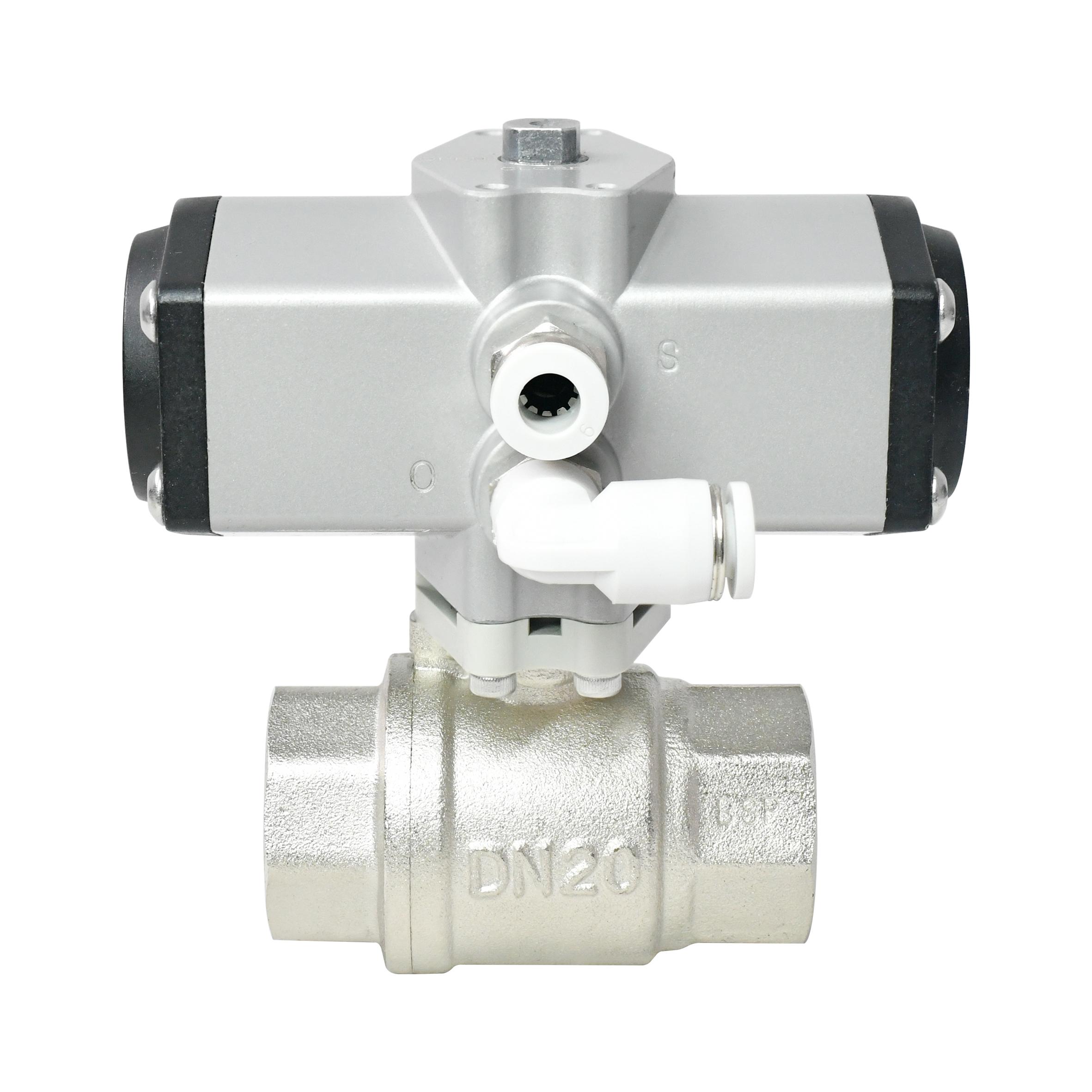 3/4 Inch 2 Way Nickel Plated Brass Pneumatic Actuated Ball Valve