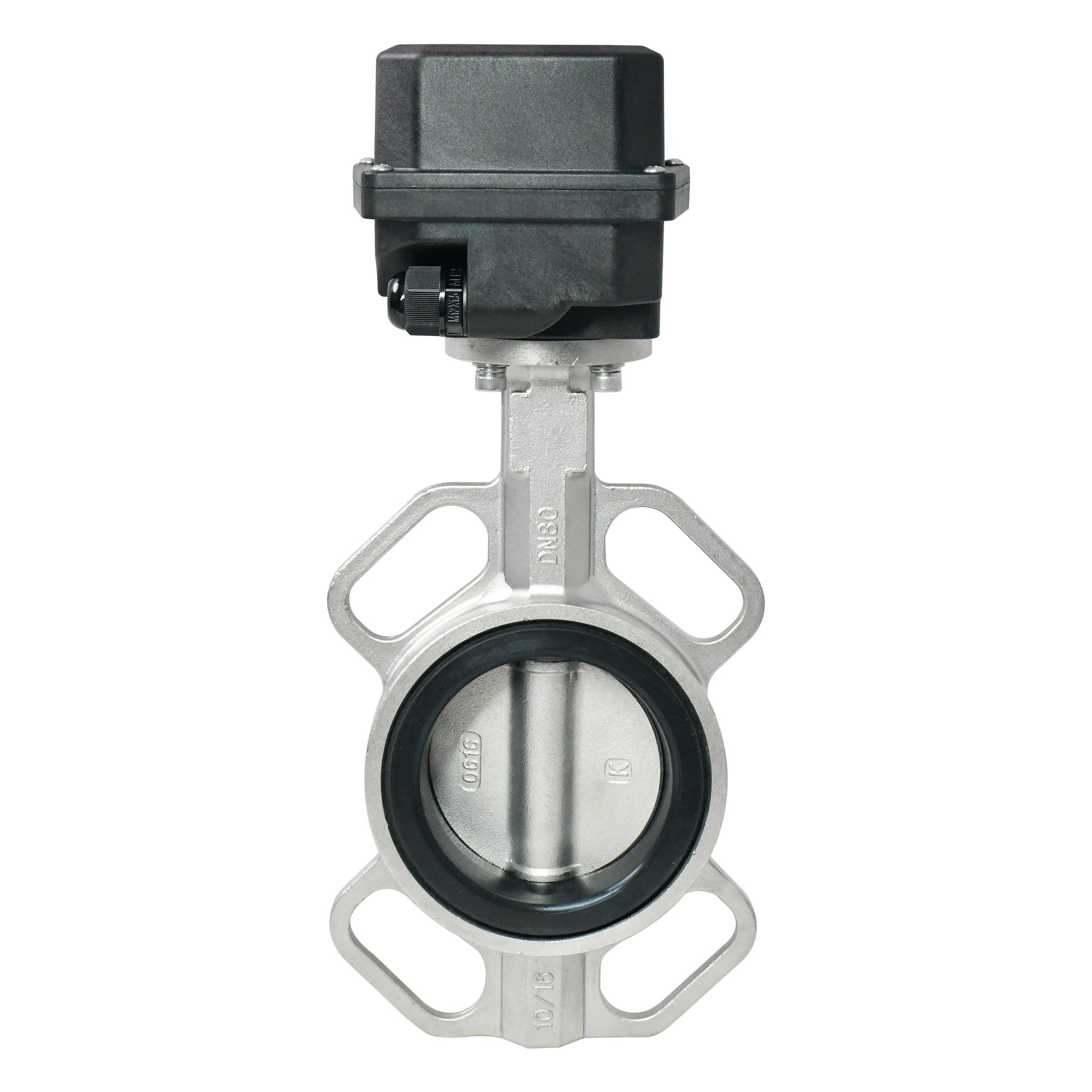 A550 3 inch SS304 Electric butterfly valve motorized valve with manual override