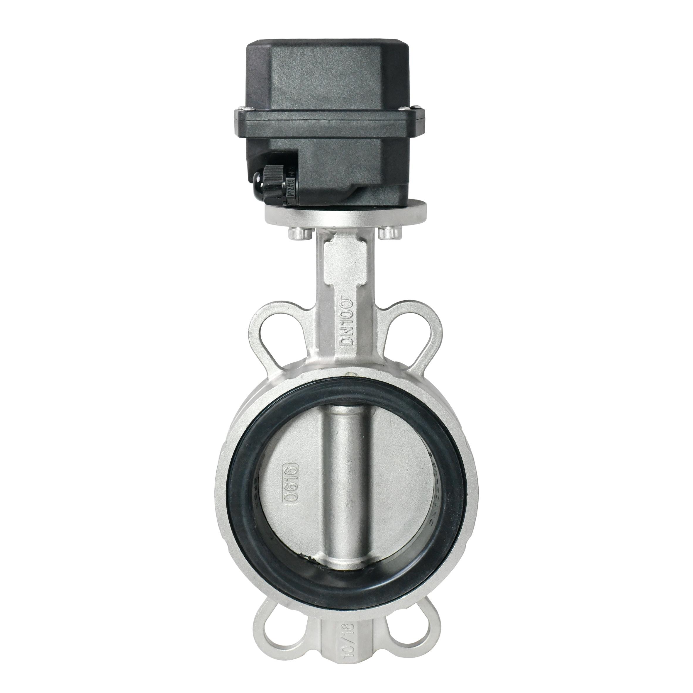 A550 4 inch SS304 Electric butterfly valve motorized valve with manual override