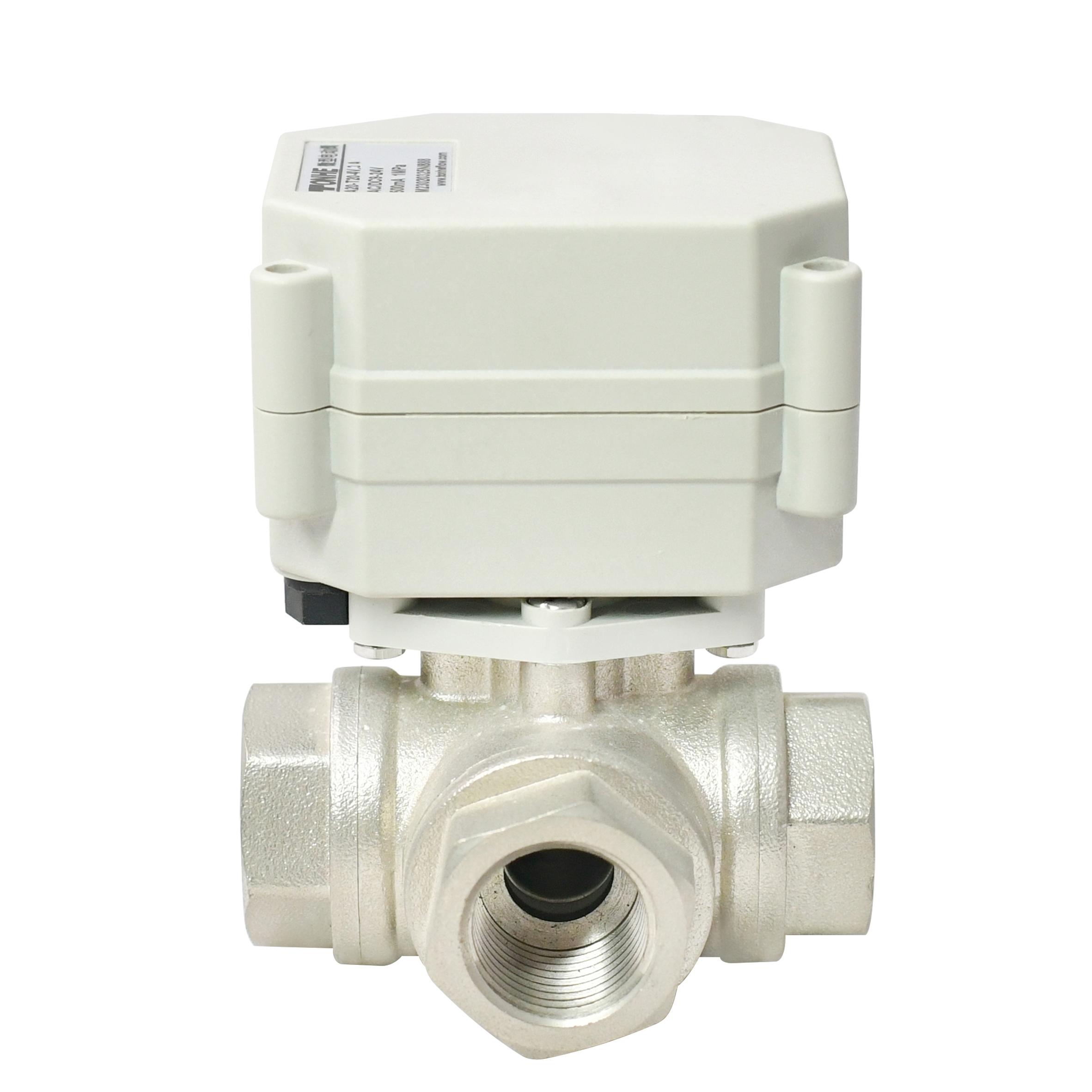 Switching type -1/2” Nickel plated brass 3 way electric ball valve  