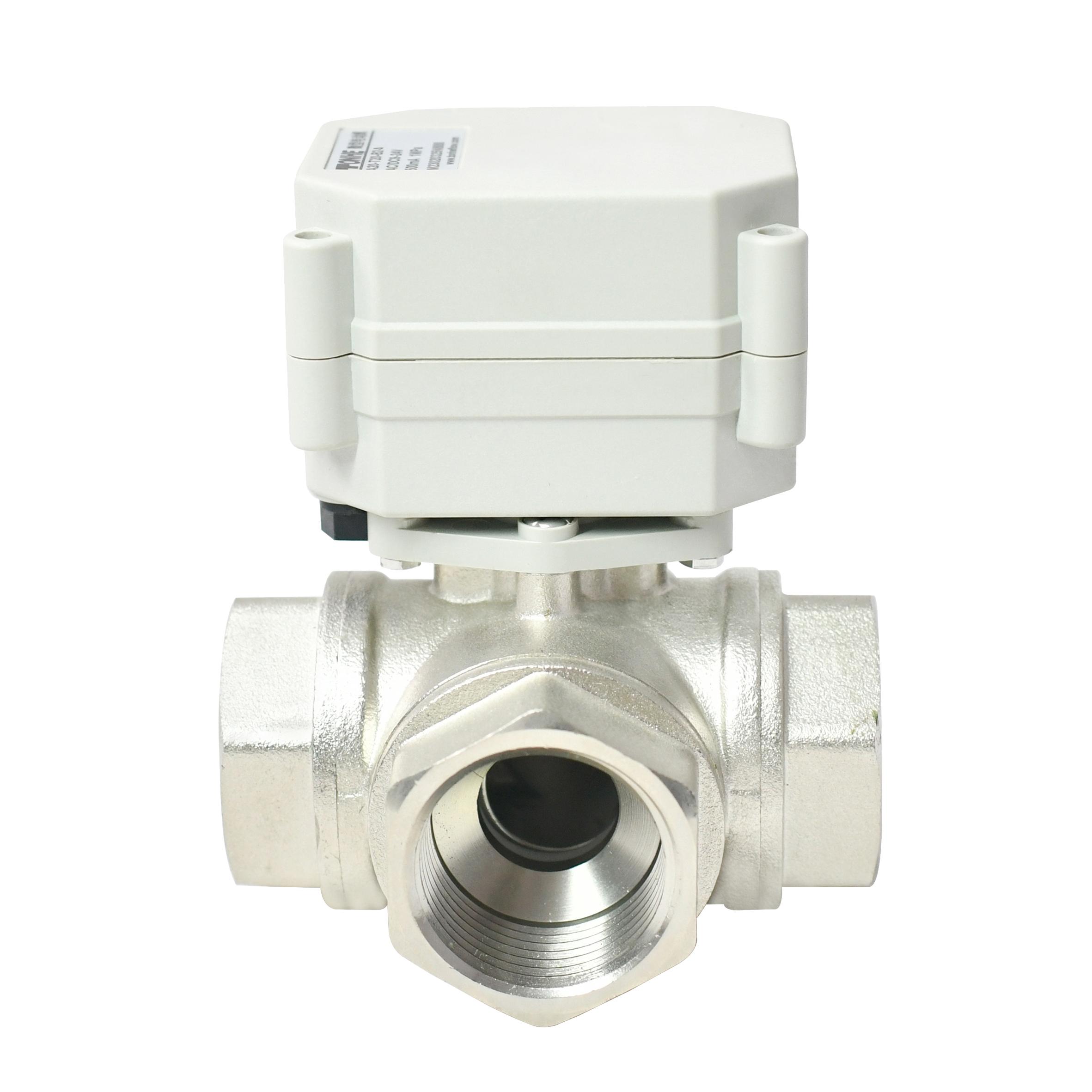 Switching type -1” Nickel plated brass 3 way electric ball valve  