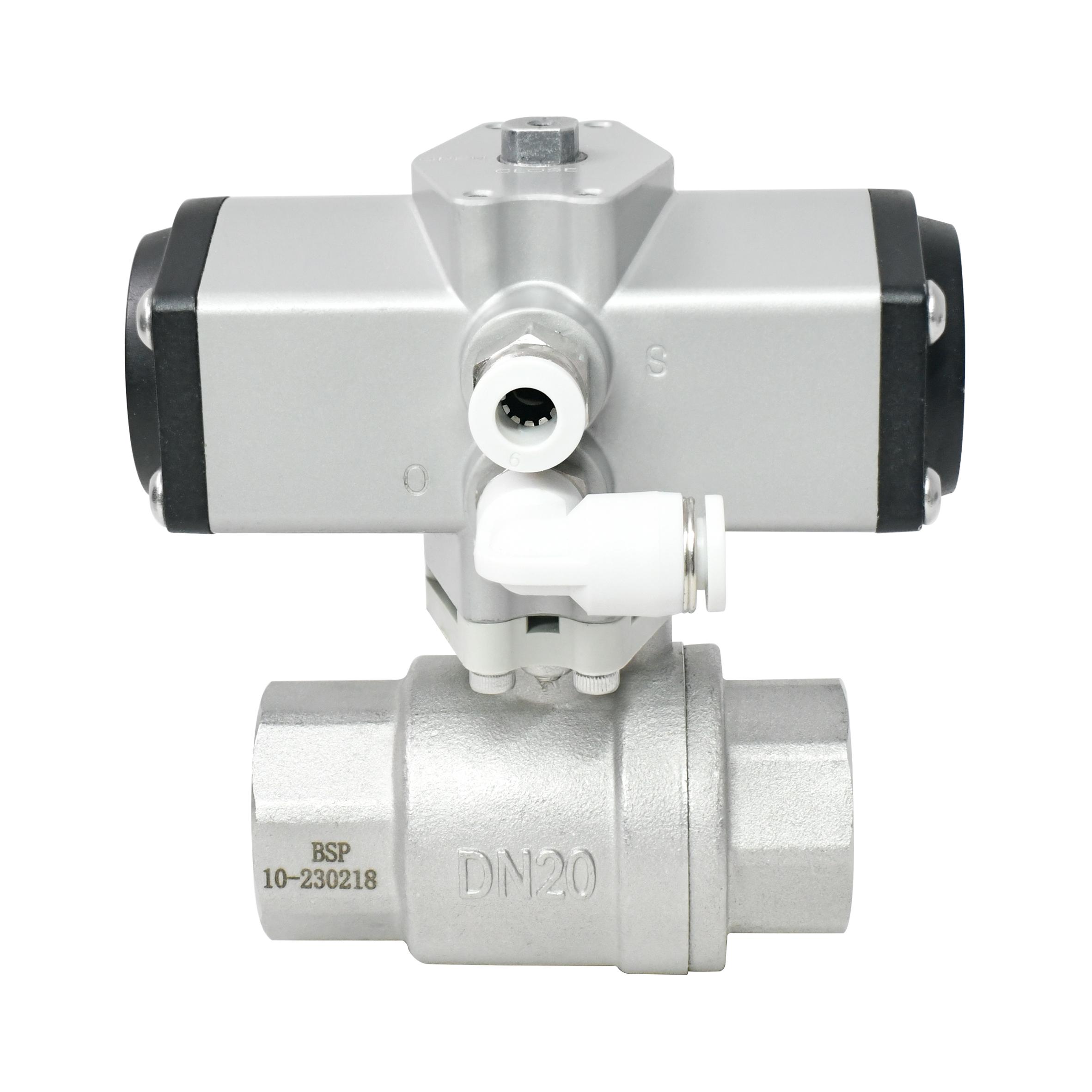 1S Open 3/4 Inch  2-Way BSP NPT Threaded Supported Pneumatic Actuated Ball Valve