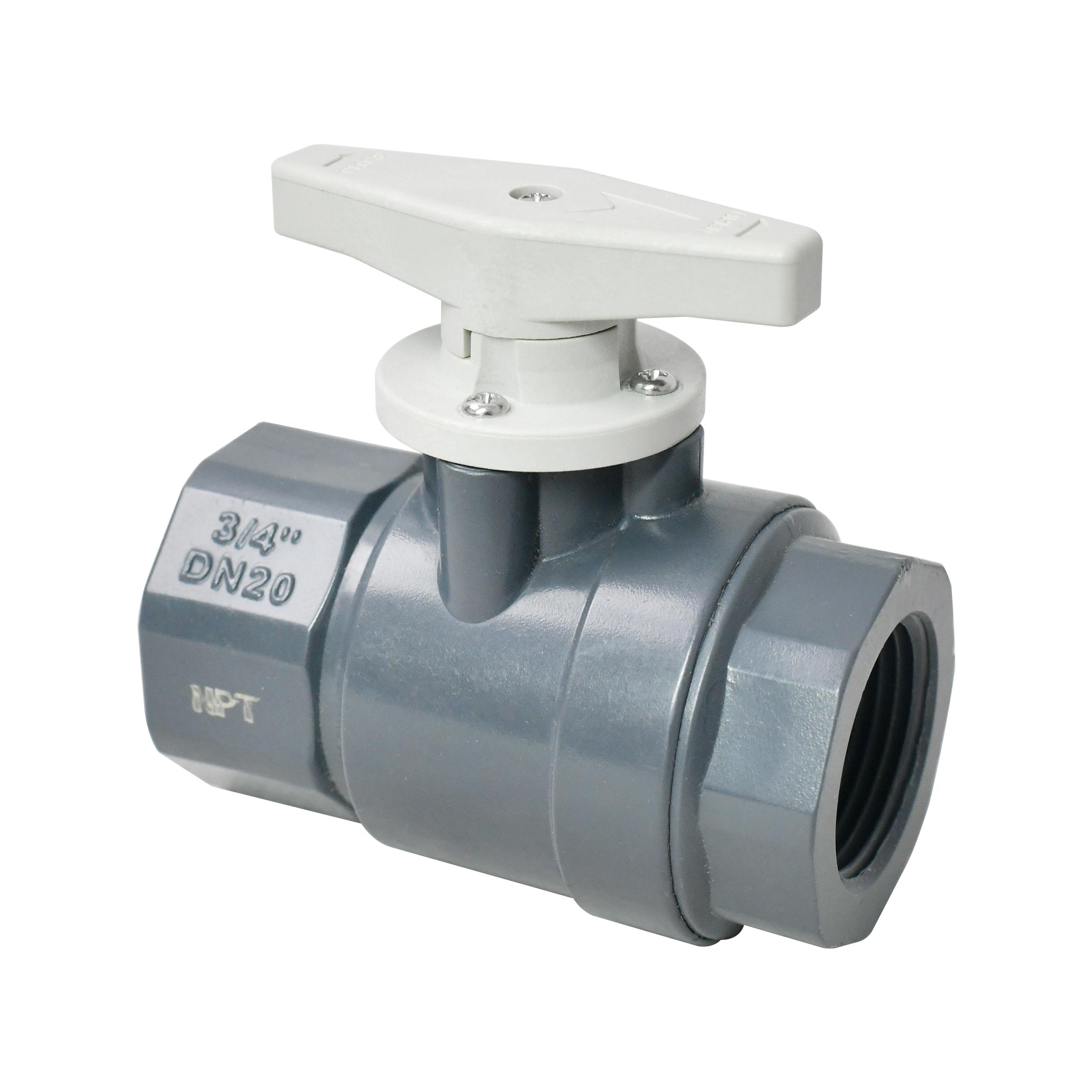 3/4 Inch UPVC Ball Valve, Manual, 2-Way, Full Port, NPT/BSP Threaded, with Handl